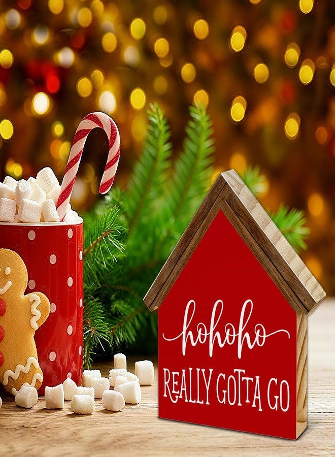 CIANMGD Christmas Bathroom Decor, Funny Ho Ho House Shaped Wood Sign, Christmas Restroom Bathroom Decorations for Farmhouse Home - Image 3